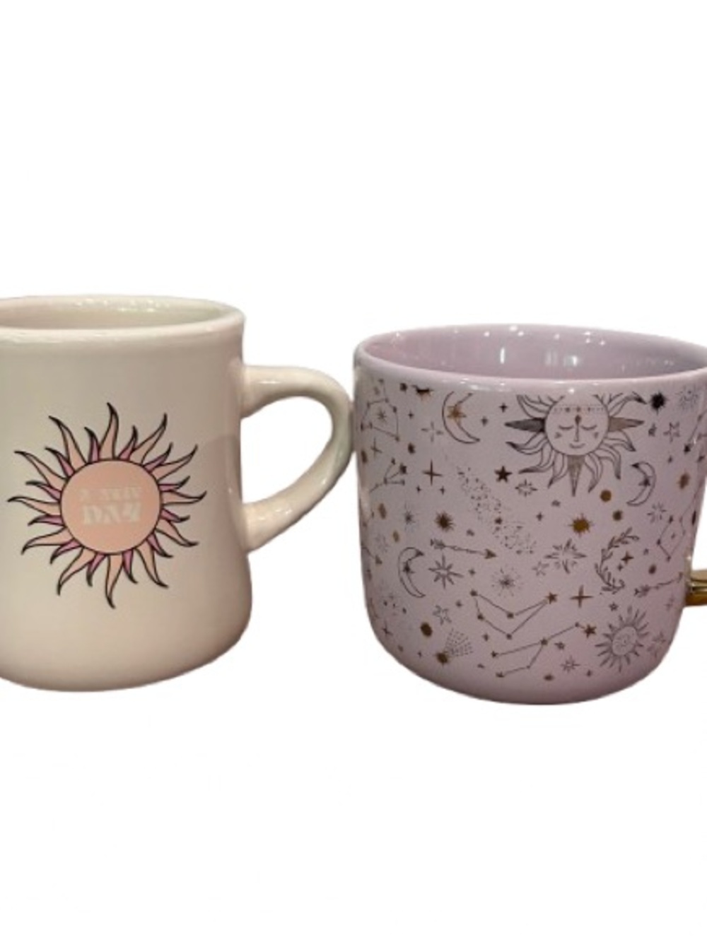 Pink Celestial Coffee Mug Set Moon Astrology Boho Sunburst Pastel Witchy Cups